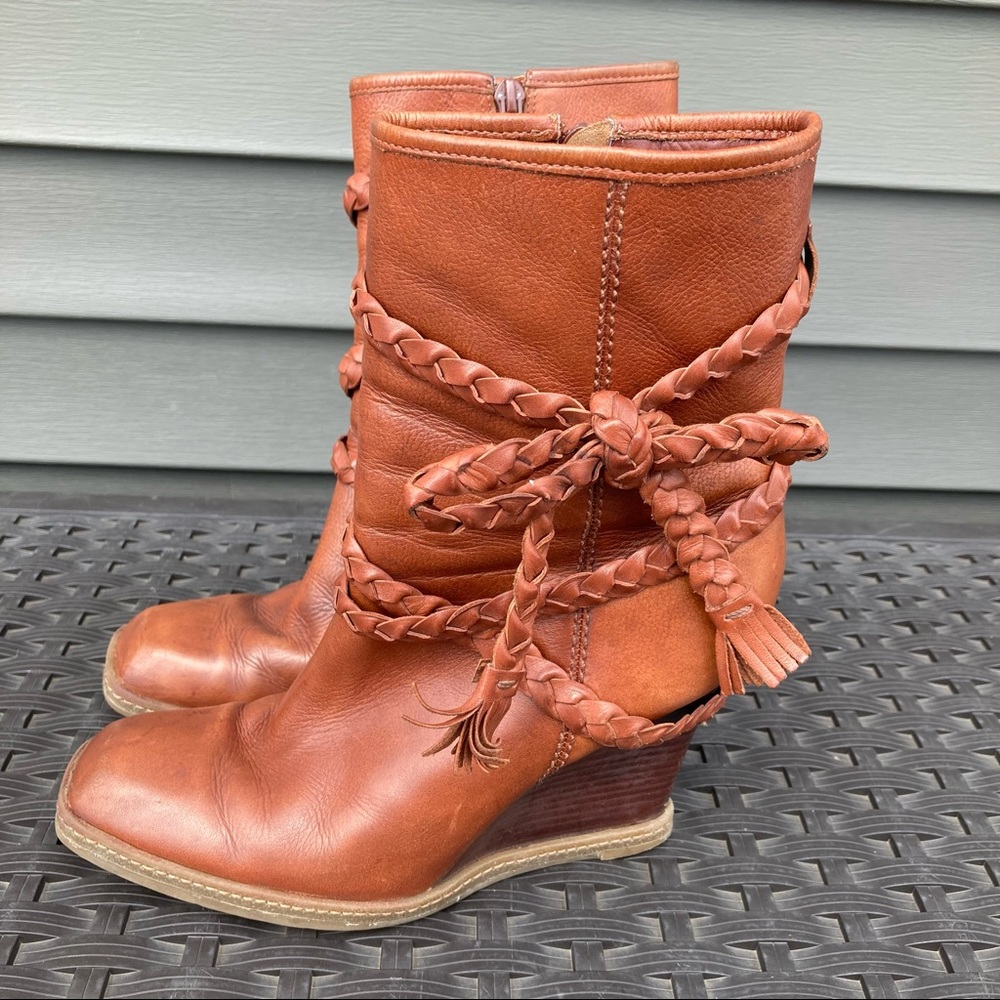 Vince Camuto Leather Braided Wedge Boot - Picture 3 of 9